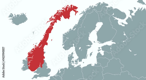 Obraz Political Map of Scandinavia with Norway Highlighted