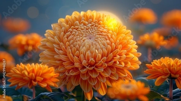Obraz flower with moon background, 