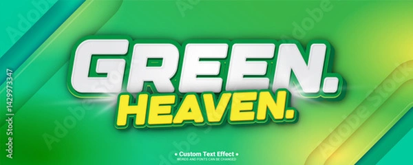 Fototapeta Green editable text font effect 3d text for title