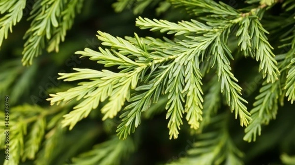 Fototapeta close-up view of conifer leaves