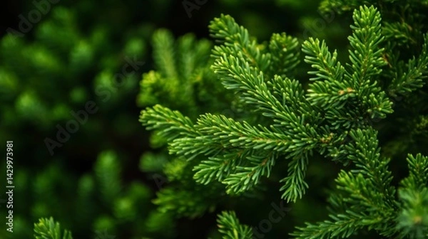 Fototapeta close-up view of conifer leaves