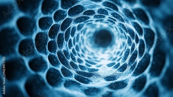 Fototapeta futuristic blue tunnel with honeycomb pattern for technology and science concepts