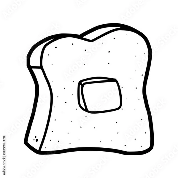 Obraz simple toast with butter outline vector