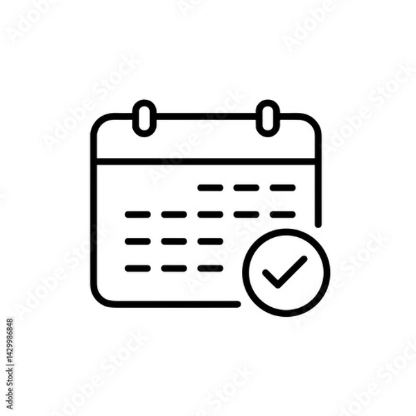 Obraz Calendar icon with check mark in minimalist design  
