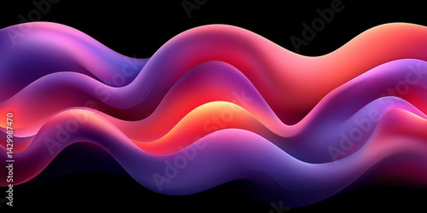 Fototapeta  Colorful Abstract Waves on Black Background