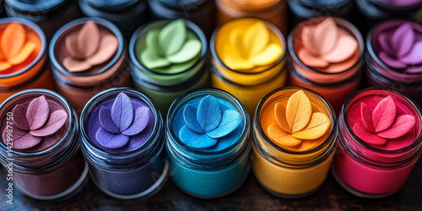 Fototapeta  Colorful Leaf Embellishments in Jars