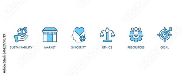 Fototapeta CSR banner web icon set vector illustration concept business and organization, Corporate social responsibility and giving back to the community icons symbol live stroke and easy to edit