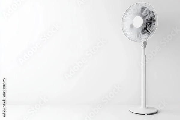 Obraz Stylish, modern pedestal fan against a plain white background.