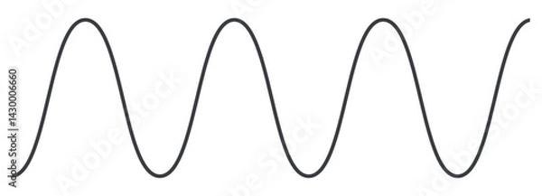 Fototapeta Sinusoid wave signals, scientific periods sine wave. Flat vector illustration isolated on white background.