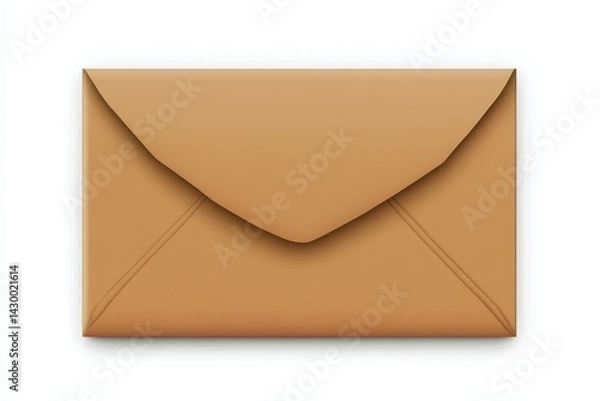 Obraz A simple brown paper envelope lies closed on a white surface. Good for business mail, important document or personal correspondence.