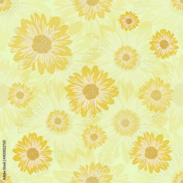 Obraz Abstract yellow flora, Geometric Ethnic traditional seamless,Knitting,Navajo Native American Indian, tribal, traditional, pattern design for carpet, print, wrap, decorative, illustration, Fabric, Wall