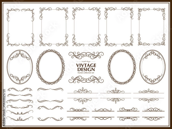 Obraz エレガントなカリグラフィのヴィンテージフレームセット