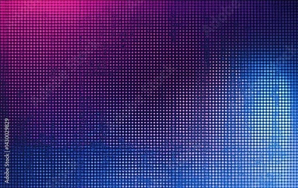 Fototapeta abstract blue background with squares. Warped halftone dots in washed-out pink and blue 