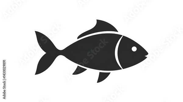 Obraz Simple and Modern Illustration of a Fish in Black and White for Creative Projects and Designs