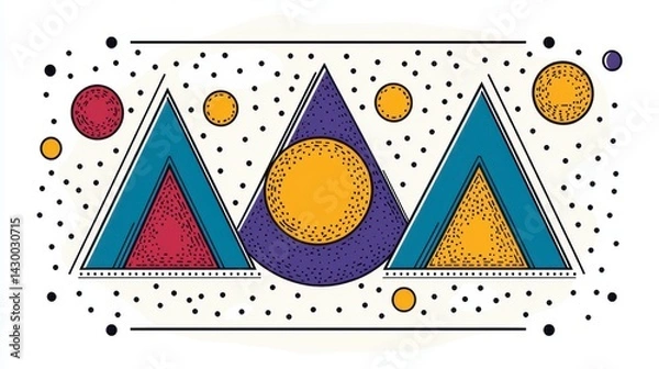 Fototapeta Abstract Geometric Design Featuring Colorful Shapes and Patterns on Light Background
