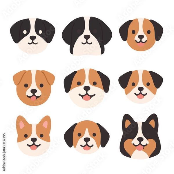 Obraz set of dogs face flat 