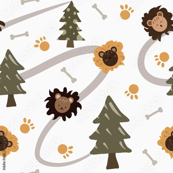 Obraz kawaii animal hand drawn seamless pattern for background