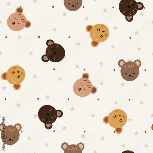 Obraz kawaii animal hand drawn seamless pattern for background