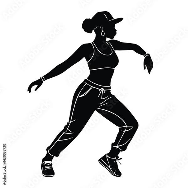 Obraz Dynamic Black Silhouette of a Hip-Hop Dancer