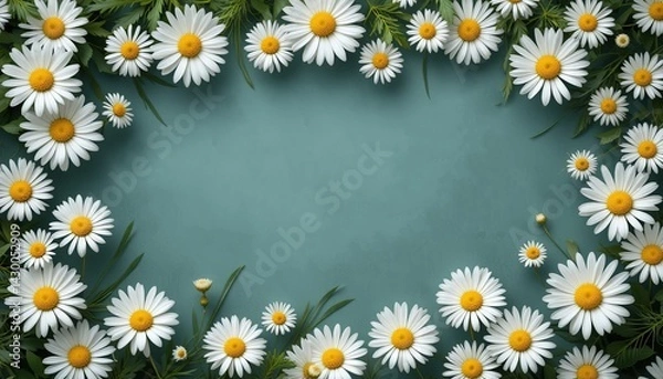 Obraz White Daisy Frame. Flat Lay