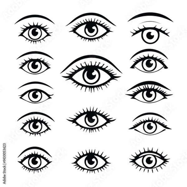 Obraz  eye set black silhouette 