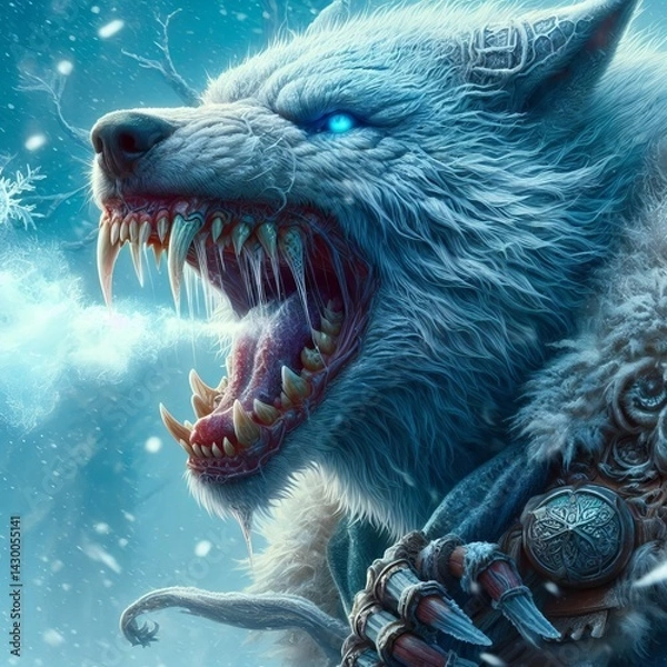 Fototapeta Frostfang Wolf coated in permafrost