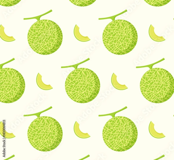 Obraz Whole and cut melon pattern seamless background illustration print 