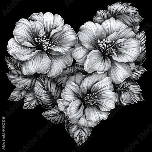 Fototapeta A detailed representation of a heart, carefully crafted from fresh mint leaves, highlights the beauty and precision that can be found in the natural world's artistic expressions