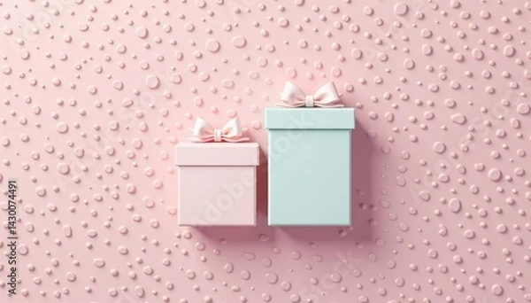 Fototapeta Subtle pastel gift box pattern, dotted background, graphic, minimalist, feminine