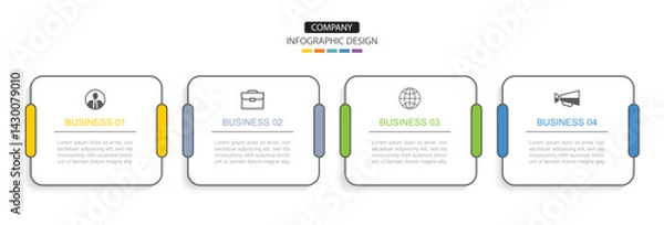 Fototapeta 4 data infographics outline square template. Illustration abstract background.