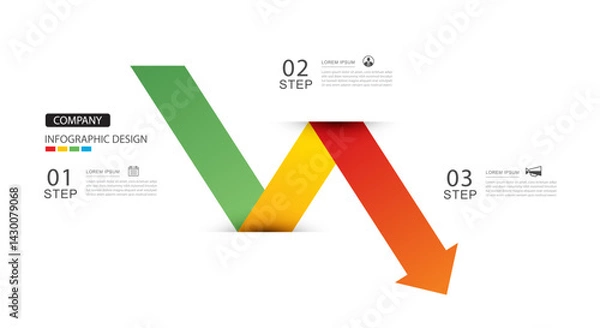 Fototapeta Infographics arrow from green to red layout template. Illustration business stocks abstract background.