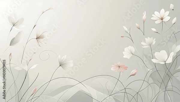 Fototapeta Simple but beautiful design using simple flower motifs or calm curves or straight lines with soft lines with pencil or ink	