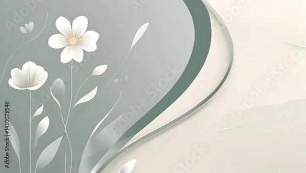 Fototapeta Simple but beautiful design using simple flower motifs or calm curves or straight lines with soft lines with pencil or ink	