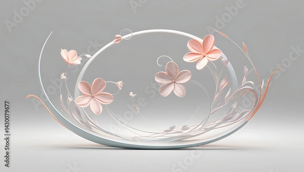 Fototapeta Simple but beautiful design using simple flower motifs or calm curves or straight lines with soft lines with pencil or ink	