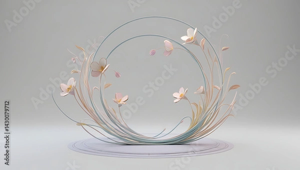 Fototapeta Simple but beautiful design using simple flower motifs or calm curves or straight lines with soft lines with pencil or ink	