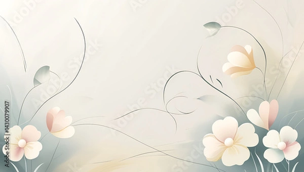 Obraz Simple but beautiful design using simple flower motifs or calm curves or straight lines with soft lines with pencil or ink	