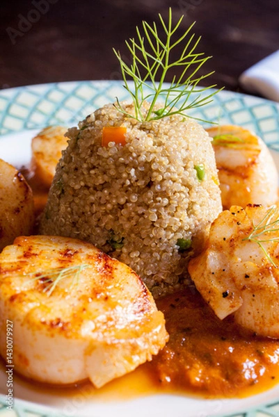 Obraz Scallop and quinoa dish