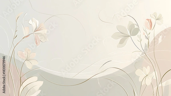Fototapeta Simple but beautiful design using simple flower motifs or calm curves or straight lines with soft lines with pencil or ink	