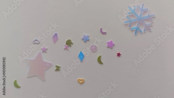 Obraz Scattered multi-colored seqines isolated on white background