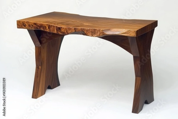 Fototapeta Compact minimalist desk made from natural wood, with no-frills functionality