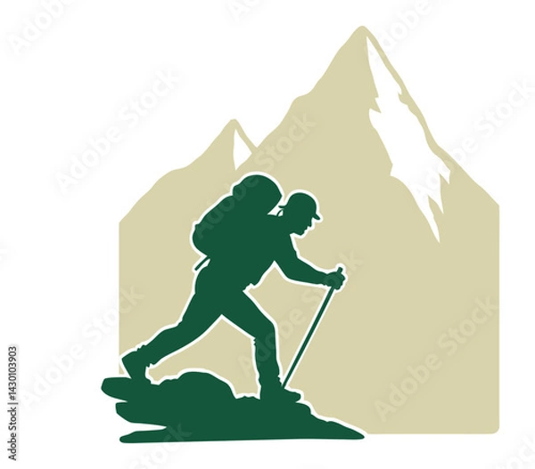 Obraz vector illustration of a hiker with backpack