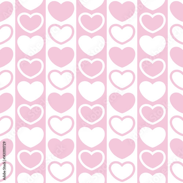 Obraz love  and heart pattern design for background, wallpaper, carpet, textile design, fabric, blanket, blanket for kids, card, wrapping paper, notebook , diary cover, tile design, decoration and etc.
