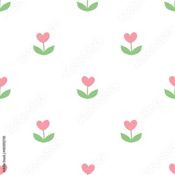 Fototapeta heart flower seamless pattern design for background, wallpaper, textile design, fabric, card , wrapping paper, carpet, notebook, diary cover, blanket, blanket for kids, decorative and etc.