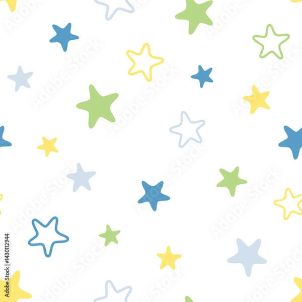 Obraz Star seamless pattern design for background, wallpaper, printing, textile design, blanket pattern, blanket pattern for kids, decorative, notebook, diary cover, and etc.