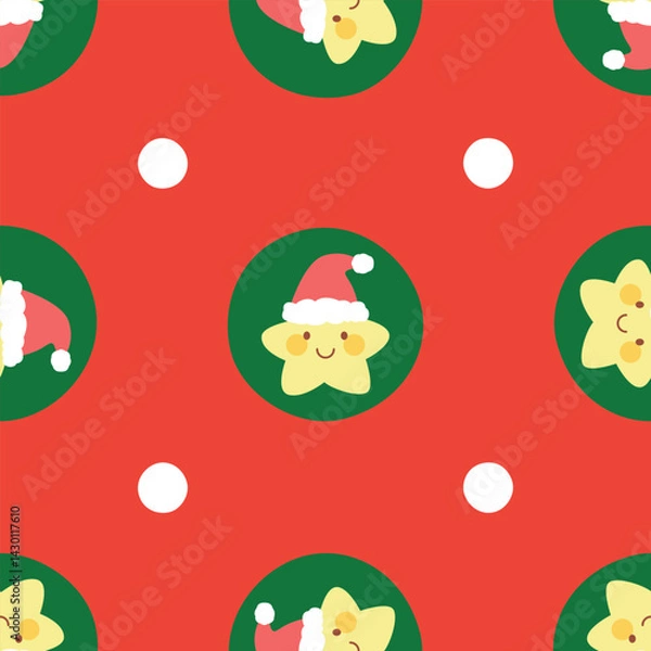 Fototapeta Star Santa  seamless  pattern design for background, wallpaper, textile design, fabric, card, wrapping paper, carpet, notebook, diary cover, blanket, blanket for kids, decorative and etc.