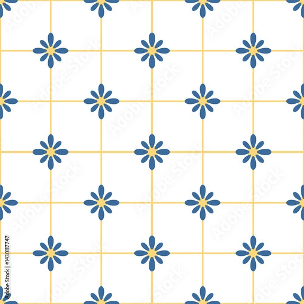 Fototapeta Flower geometric abstract seamless design for background, wallpaper, fabric, textile design, card, wrapping paper, notebook, carpet, diary cover, blanket, tile design, decorative, and etc.