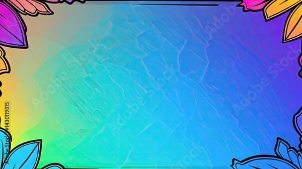 Obraz Colorful floral frame on vibrant gradient background