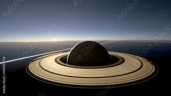 Obraz texture of a frozen moon with cracks and ice formations under the glow of distant stars and planets