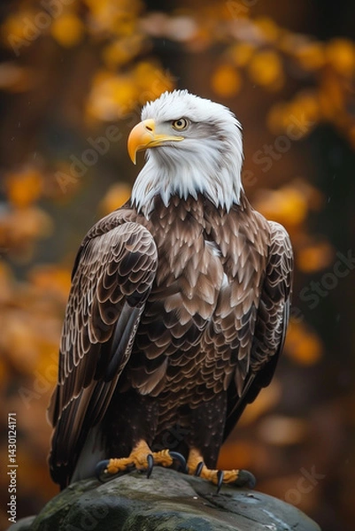 Obraz A bald eagle perched on a forests