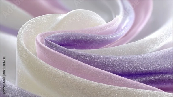 Fototapeta Captivating Close Up of Ethereal White and Purple Chiffon Fabric Featuring Soft Flows and Dreamy Textures in Elegant Composition